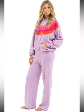 Aviator Nation Lavender Wide-Leg Wave Set & Aspen Tote Bag